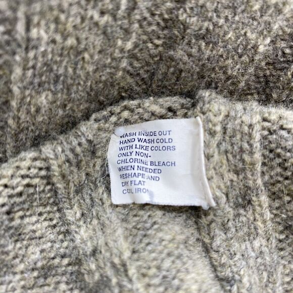 GAP Sweater Men's Large Beige VTG Lambswool Cable Knit Mock Neck 1/4 Zip Preppy - Picture 10 of 16